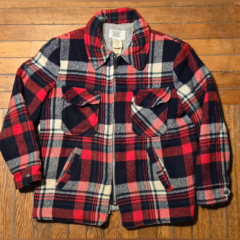 VTG 90s C&L Sportswear Heavy Wool Lined Jacket M